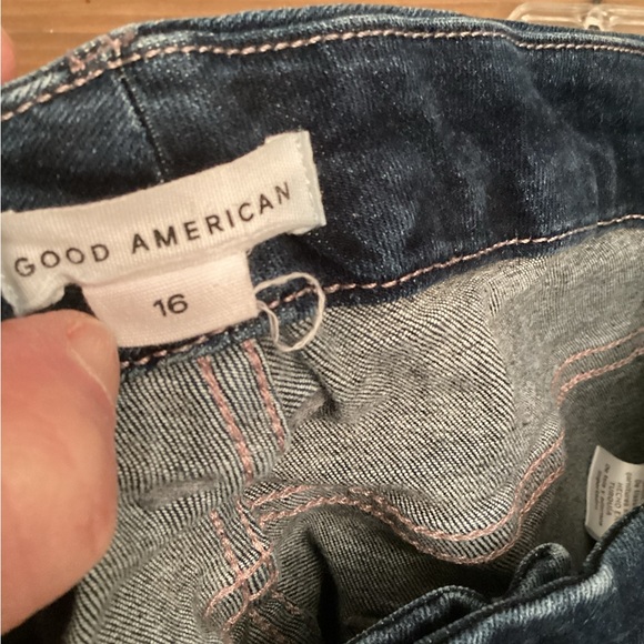 GOOD AMERICAN SIZE 16 BLUE GOOD LEGS CROP SKINNY JEANS DARK WASH - Picture 6 of 7